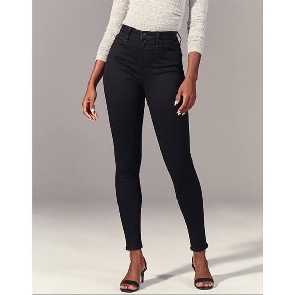 Abercrombie & Fitch Denim - Abercrombie & Fitch The Skinny High Rise Jean Black NWT 29 8R Denim Zip Fly
